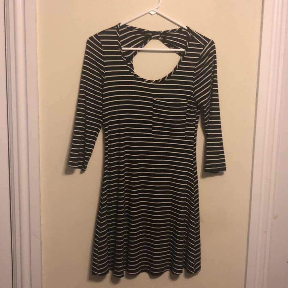 Black & white striped dress with cutout back
